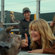 (from left) A baby Nasutoceratops, Dr. Ellie Sattler (Laura Dern) and Dr. Alan Grant (Sam Neill) in Jurassic World: Dominion.